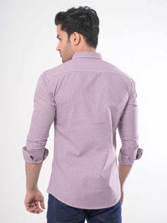 Maroon Check Button Down Casual Shirt (CSC-012)