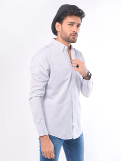 Light Grey Plain Button Down Knitted Casual Shirt (CSK-067)