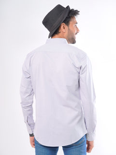 Light Grey Plain Button Down Knitted Casual Shirt (CSK-067)