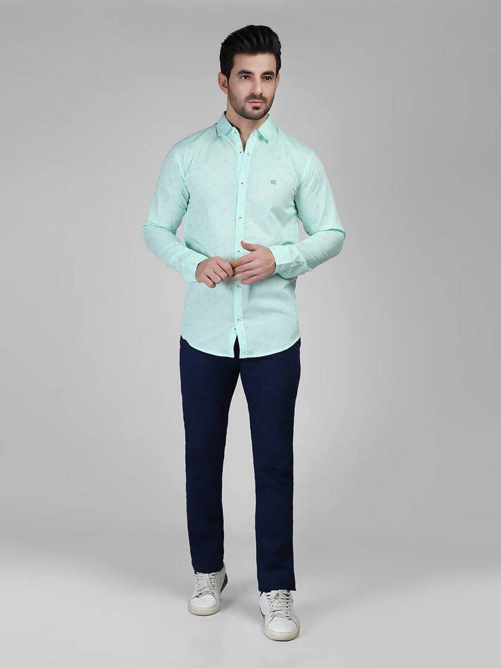 Light Green, Printed Casual Shirt (CSW-396)