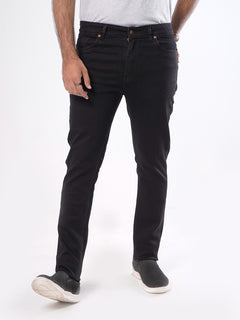 Black Plain Stretchable Denim Jeans-28