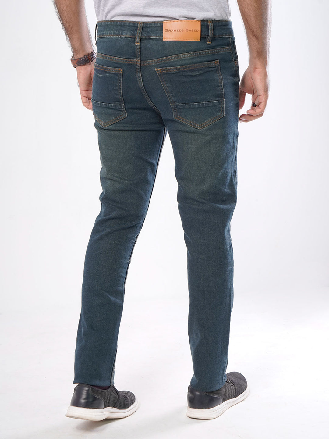 Green Faded Stretchable Denim Jeans-28