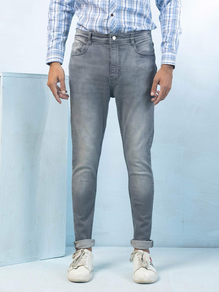 Grey Carrot Fit Stretchable Denim Jeans-23