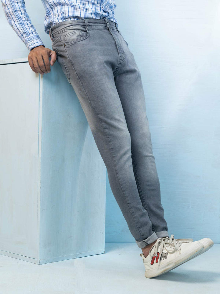 Grey Carrot Fit Stretchable Denim Jeans-23