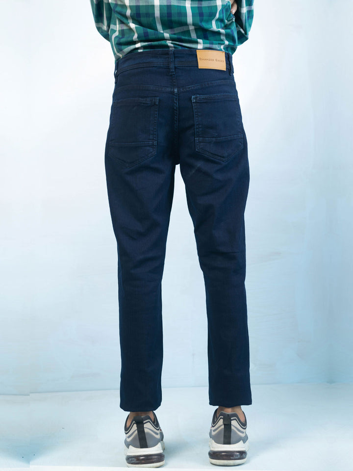 Navy Blue Plain Stretchable Denim Jeans-23