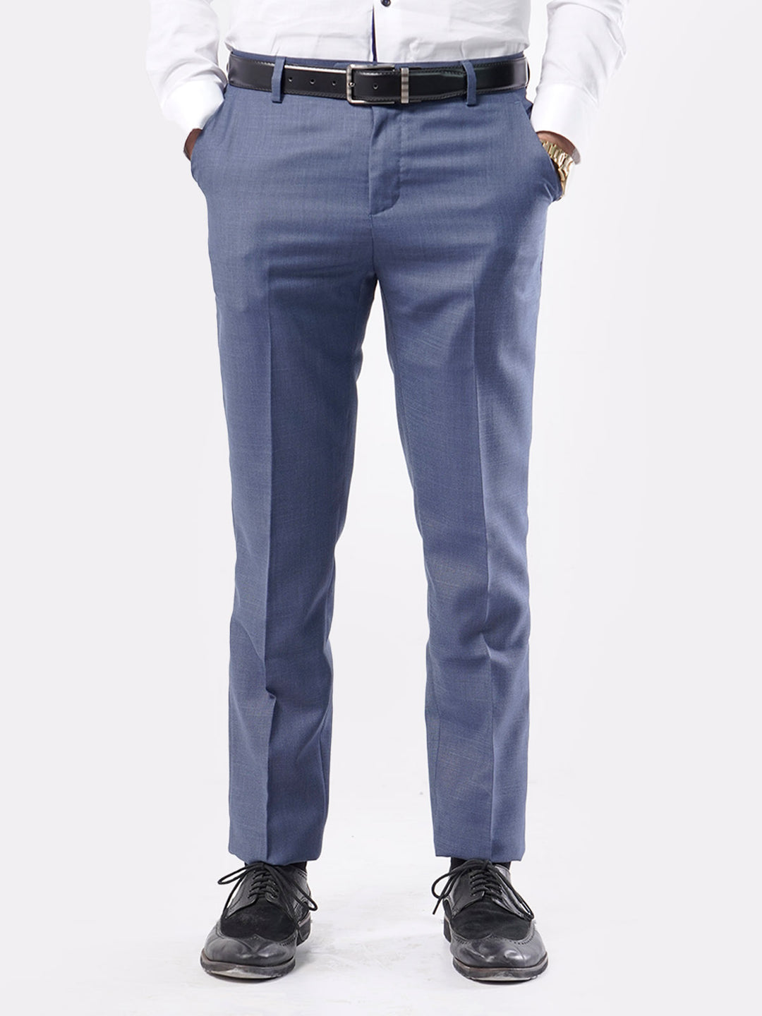 Greyish Blue Self Formal Dress Trouser (FDT-007)