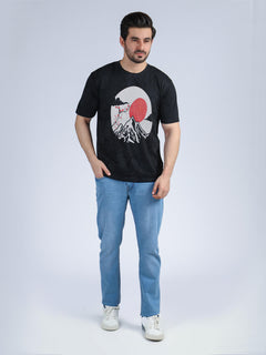 Nature Art Half Sleeves Men’s Black Graphics T-Shirt (GT-021)