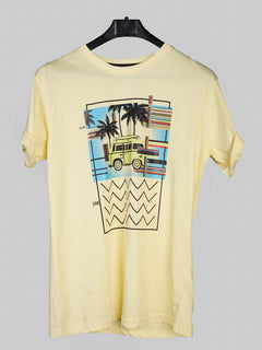 Road Van Half Sleeves Men’s Yellow Graphics T-Shirt (GT-25)