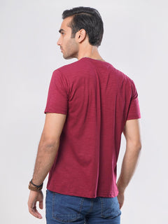 80's Vintage Half Sleeves Men’s Maroon Self Graphics T-Shirt (GT-45)