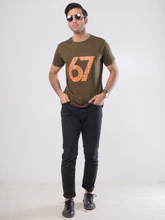 Run Your City Half Sleeves Men’s Brown Self Graphics T-Shirt (GT-47)