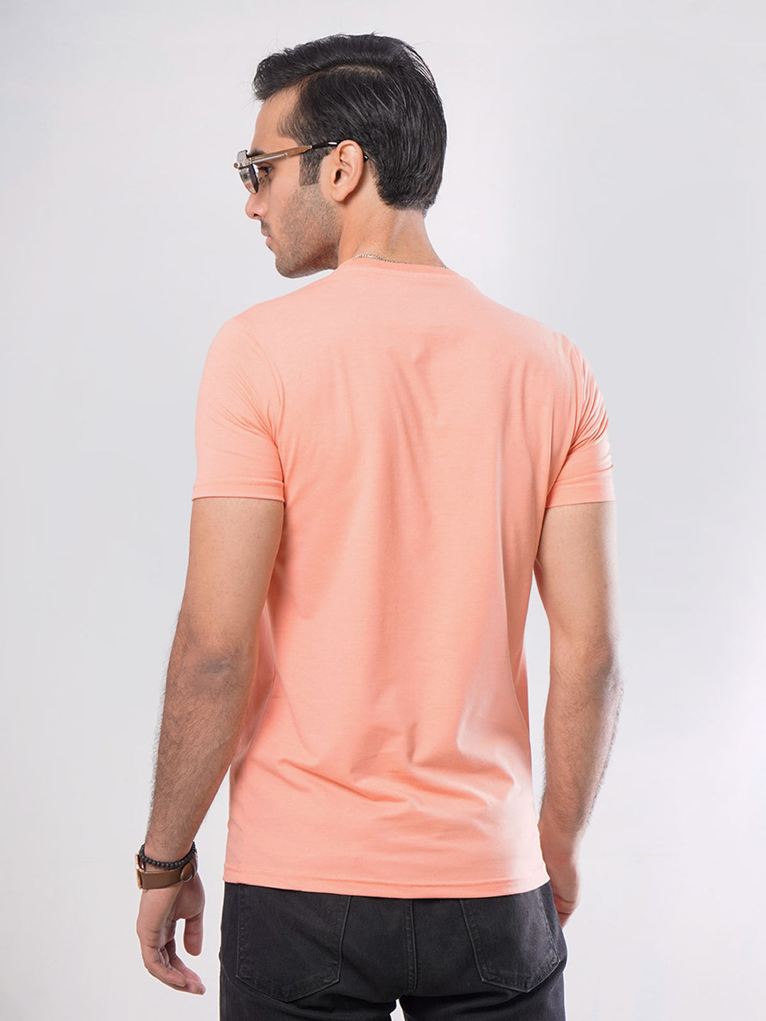 Los Angeles Half Sleeves Men’s Peach Graphics T-Shirt (GT-57)