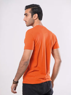 Now Or Never Half Sleeves Men’s Orange Graphics T-Shirt (GT-60)