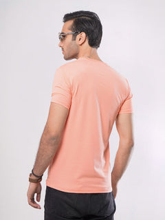 Now Or Never Half Sleeves Men’s Peach Graphics T-Shirt (GT-61)