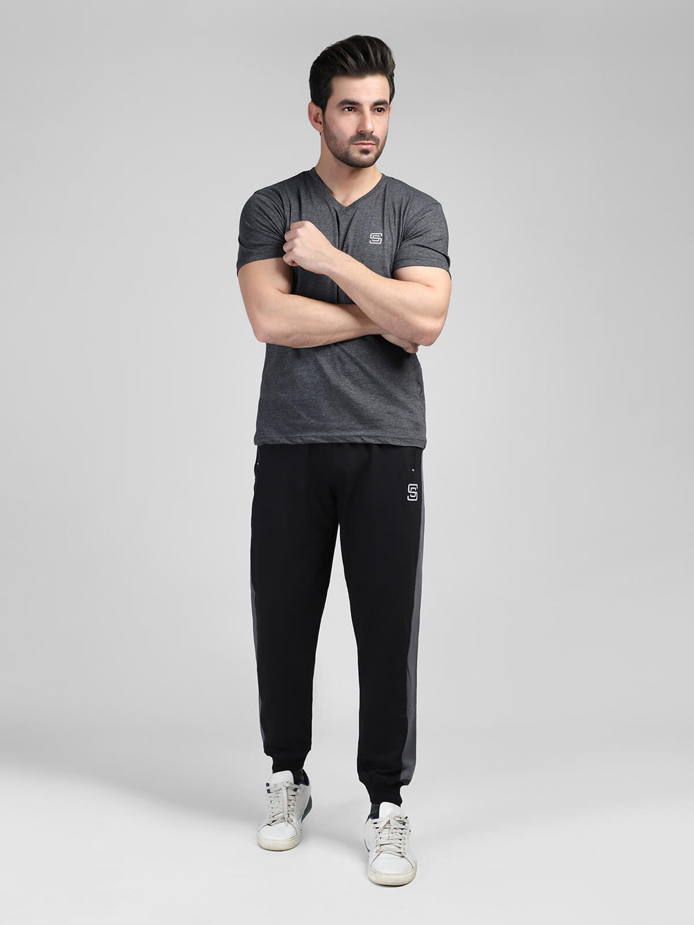 Black & Grey Contrast Mens Jogger Pant (JT-40)