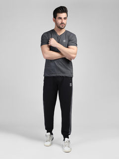 Black & Grey Contrast Mens Jogger Pant (JT-40)