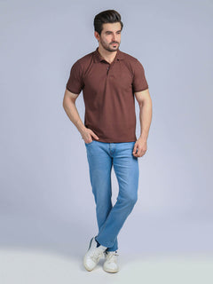 Brown Half Sleeves Polo T-Shirt (POLO-193)