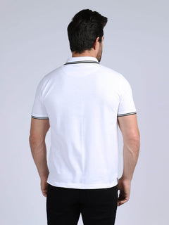 Contrast Tipping White Half Sleeves Polo T-Shirt (POLO-255)