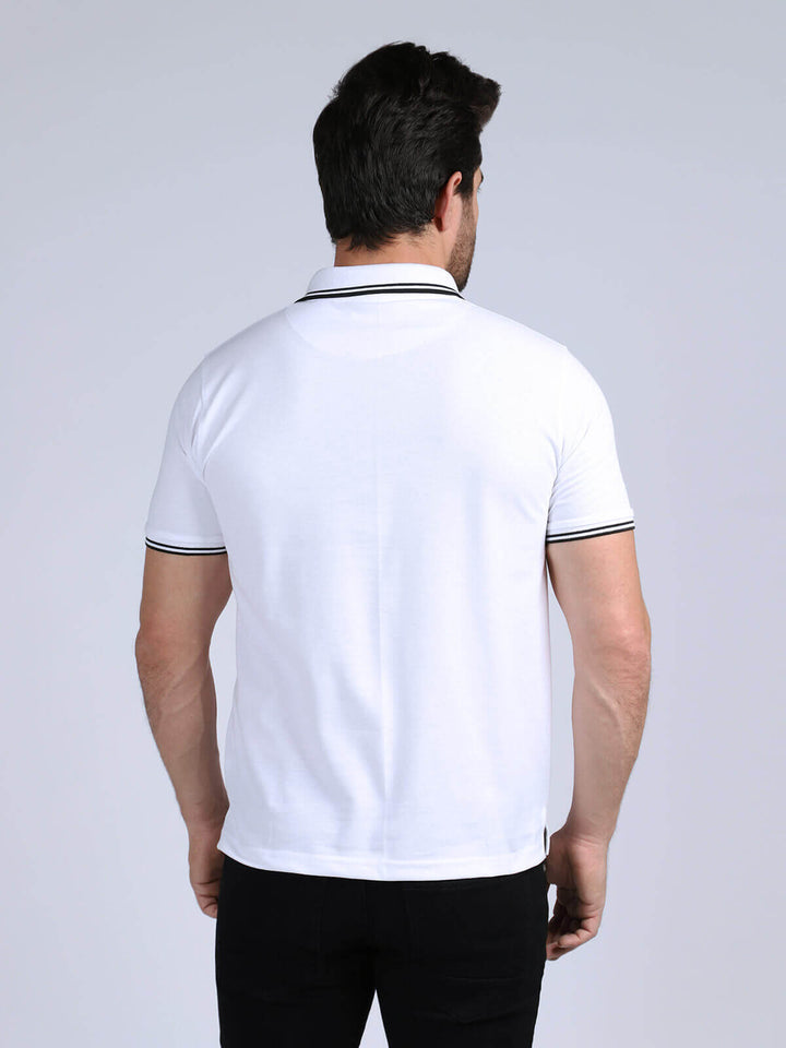 Contrast Tipping White Half Sleeves Polo T-Shirt (POLO-260)