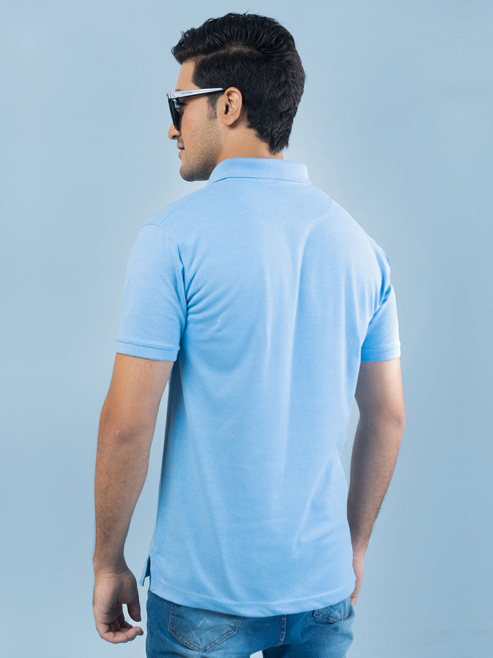 Sky Blue Plain Half Sleeves Polo T-Shirt (POLO-371)