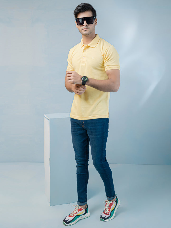 Yellow Plain Half Sleeves Polo T-Shirt (POLO-374)