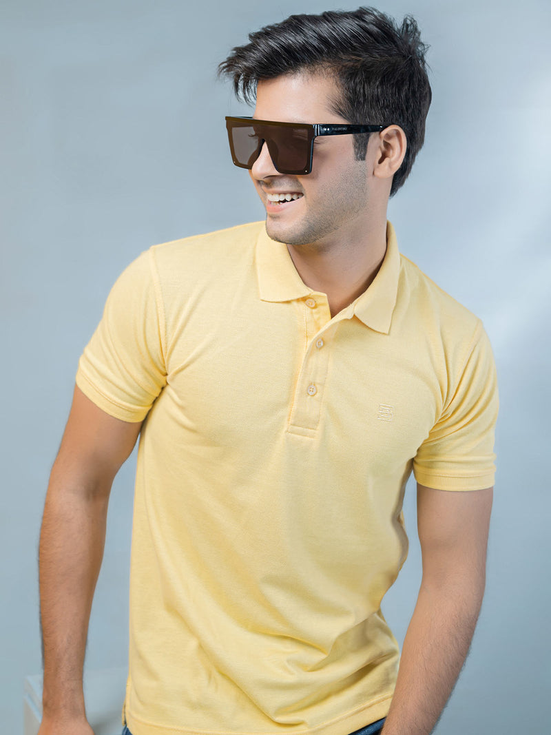 Yellow Plain Half Sleeves Polo T-Shirt (POLO-374)