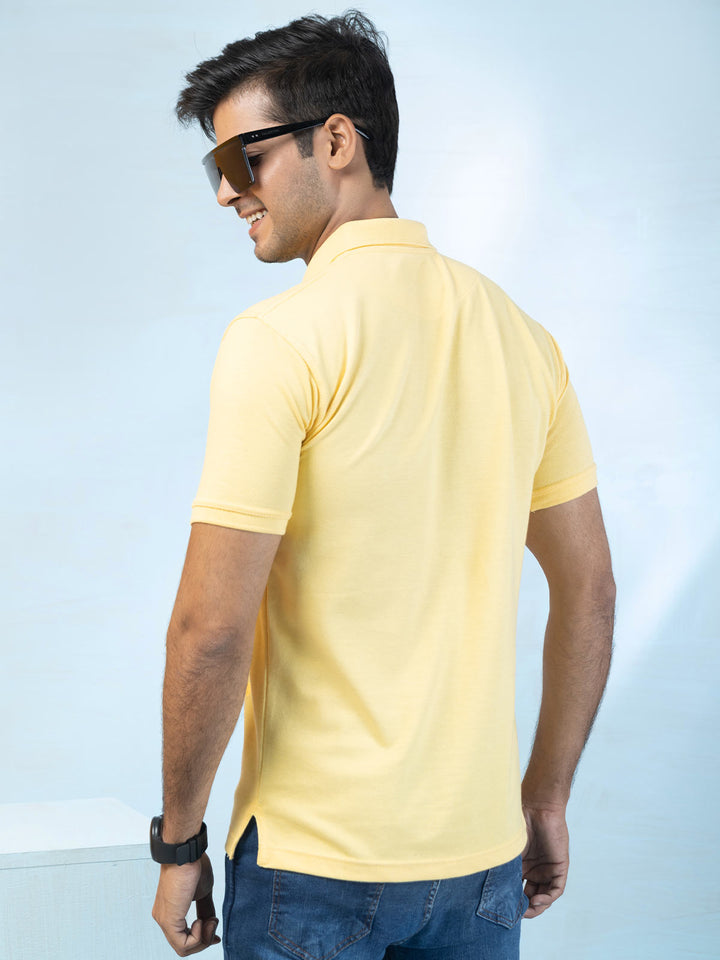 Yellow Plain Half Sleeves Polo T-Shirt (POLO-374)