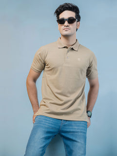 Light Brown Plain Half Sleeves Polo T-Shirt (POLO-376)