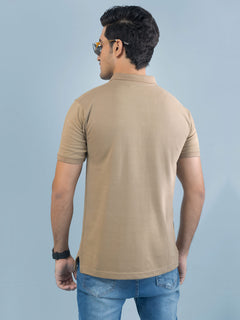 Light Brown Plain Half Sleeves Polo T-Shirt (POLO-376)