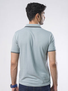 Ice Blue Plain Half Sleeves Polo T-Shirt (POLO-398)