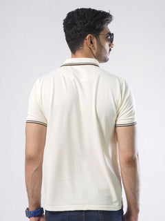 Cream Plain Half Sleeves Polo T-Shirt (POLO-399)