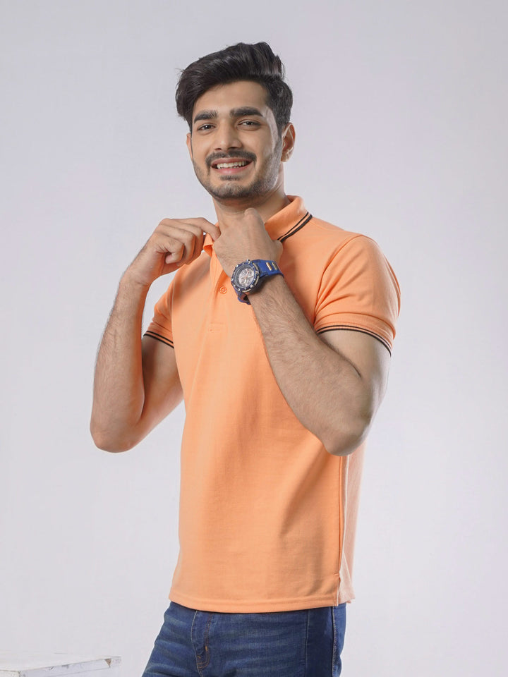 Orange Plain Half Sleeves Polo T-Shirt (POLO-400)