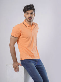 Orange Plain Half Sleeves Polo T-Shirt (POLO-400)