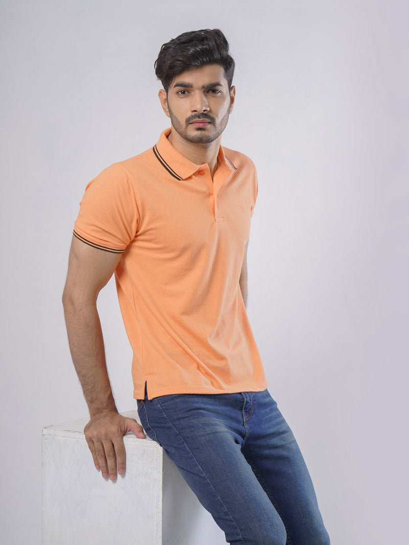 Orange Plain Half Sleeves Polo T-Shirt (POLO-400)