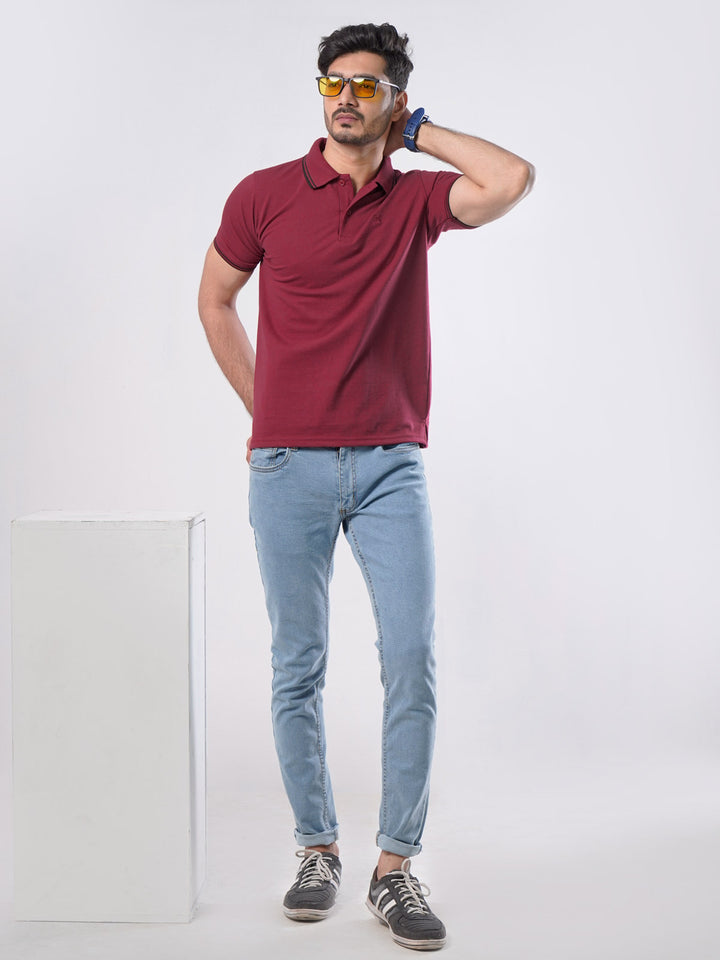 Maroon Plain Half Sleeves Polo T-Shirt (POLO-403)