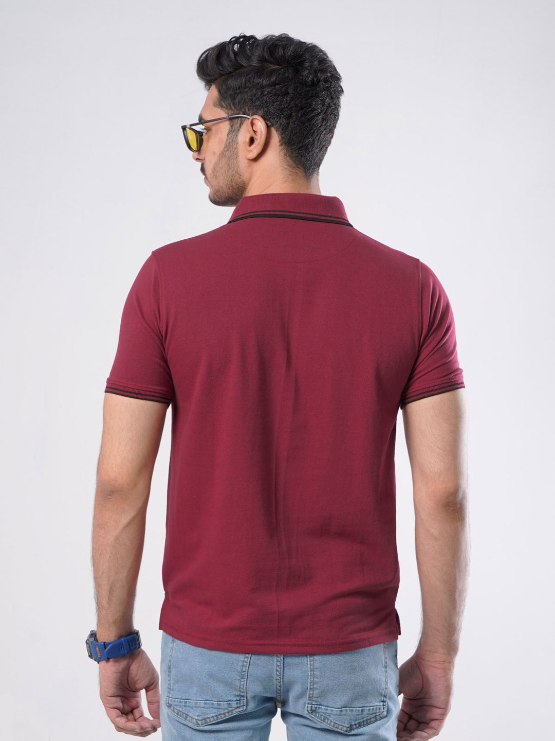 Maroon Plain Half Sleeves Polo T-Shirt (POLO-403)