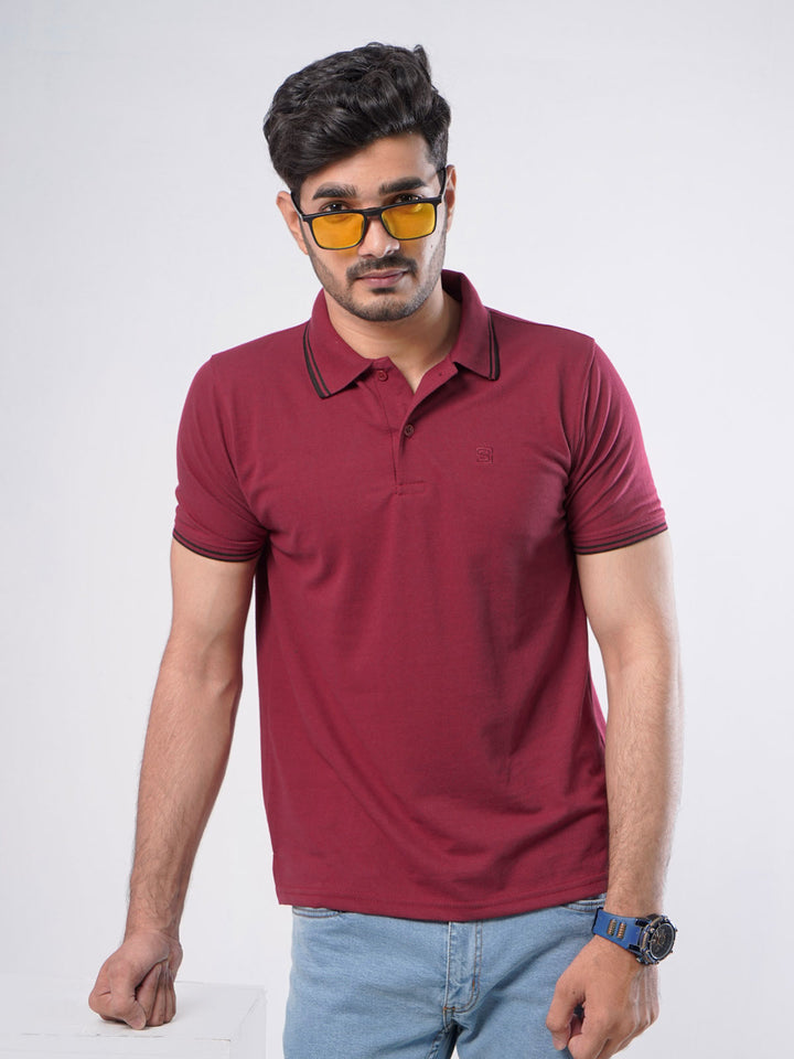 Maroon Plain Half Sleeves Polo T-Shirt (POLO-403)