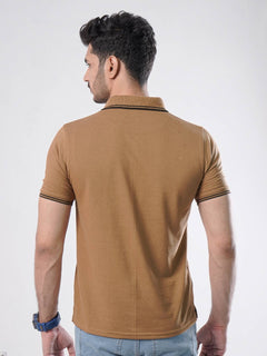 Mustard Plain Half Sleeves Polo T-Shirt (POLO-404)