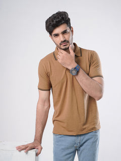 Mustard Plain Half Sleeves Polo T-Shirt (POLO-404)