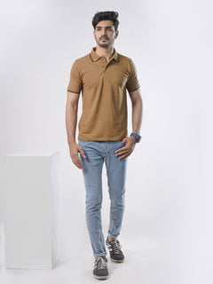 Mustard Plain Half Sleeves Polo T-Shirt (POLO-404)