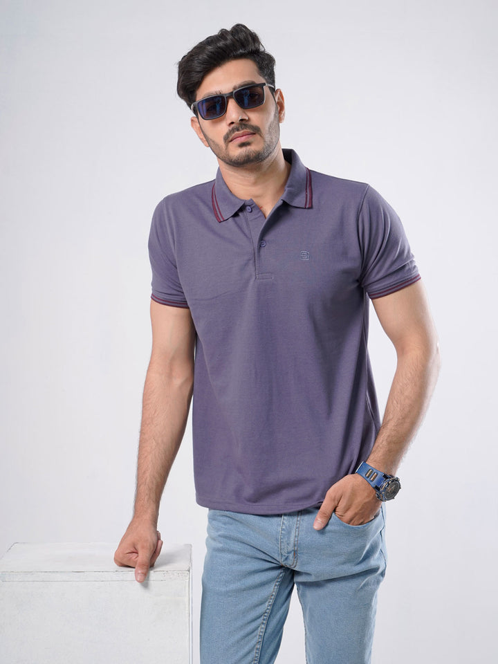 Blue Plain Half Sleeves Polo T-Shirt (POLO-407)