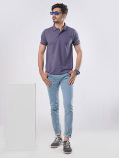 Blue Plain Half Sleeves Polo T-Shirt (POLO-407)