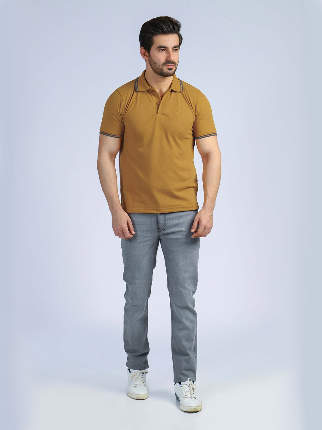 Mustard Plain Half Sleeves Polo T-Shirt (POLO-431)