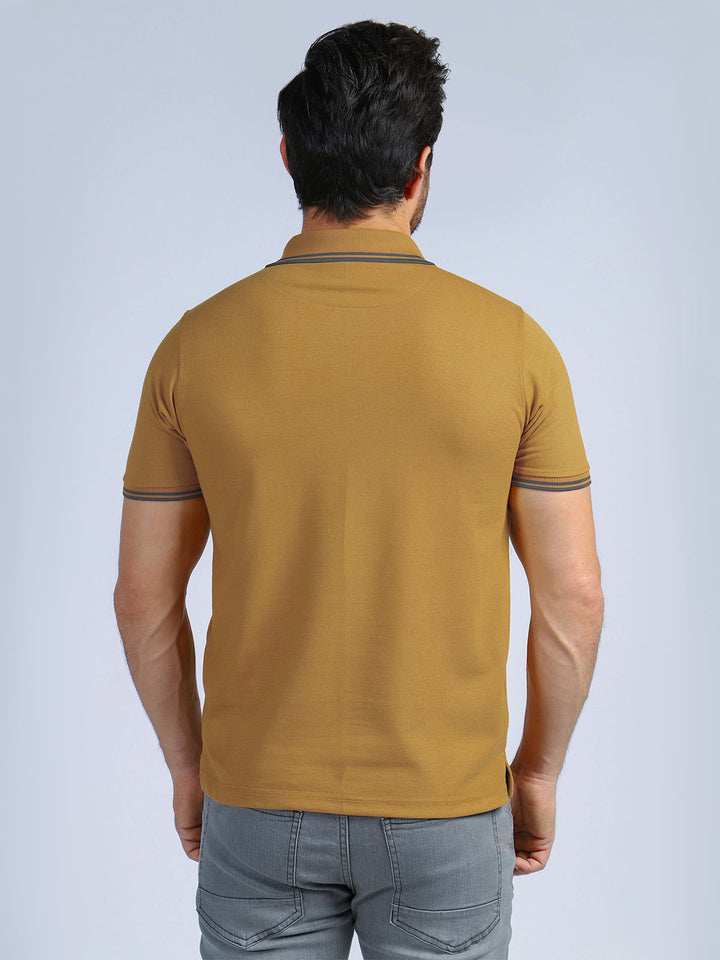 Mustard Plain Half Sleeves Polo T-Shirt (POLO-431)