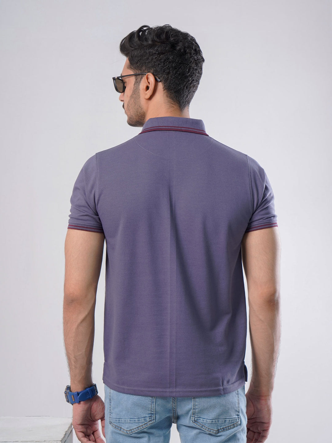 Purple Plain Half Sleeves Polo T-Shirt (POLO-440)