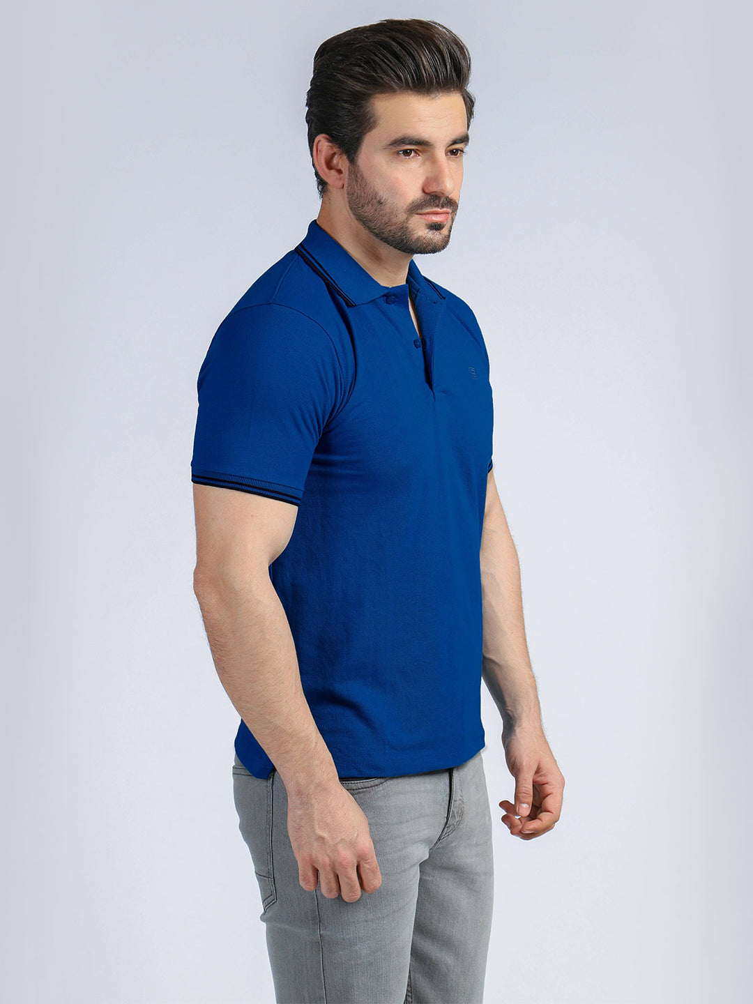 Contrast Tipping Navy Blue Half Sleeves Polo T-Shirt (POLO-254)