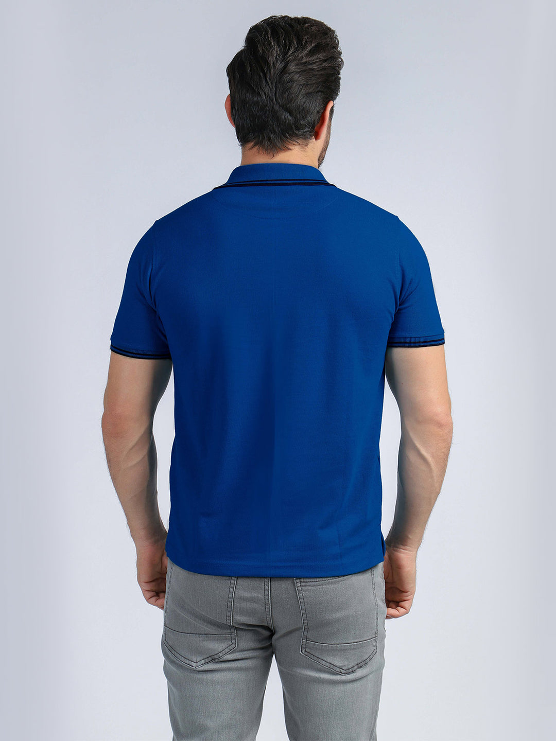 Contrast Tipping Navy Blue Half Sleeves Polo T-Shirt (POLO-254)