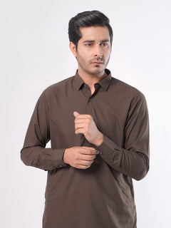 Chocolate Brown Plain Exclusive Range Designer Shalwar Kameez (SK-374)