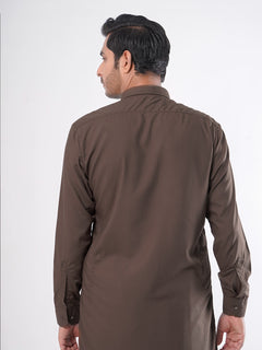 Chocolate Brown Plain Exclusive Range Designer Shalwar Kameez (SK-374)