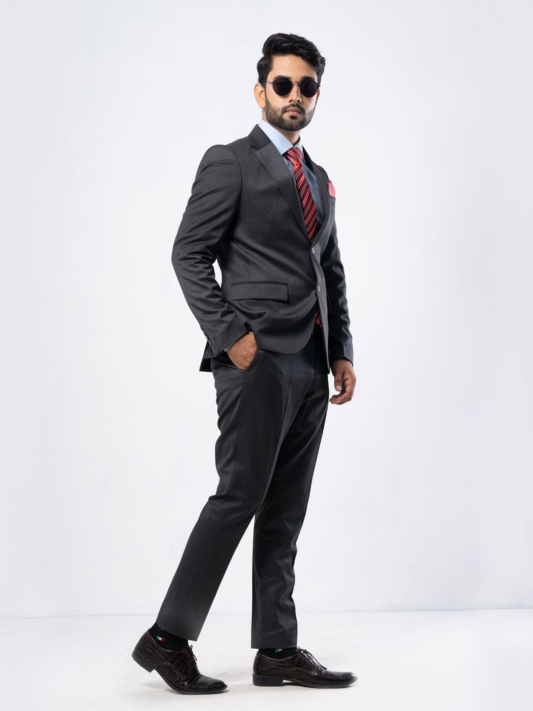 Dark Grey Single-Breasted Tailored Fit Two Piece Turkish Suit (SUIT-79)