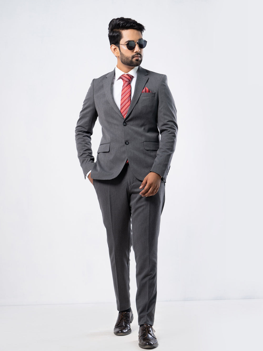 Grey Single-Breasted Tailored Fit Two Piece Turkish Suit (SUIT-80)